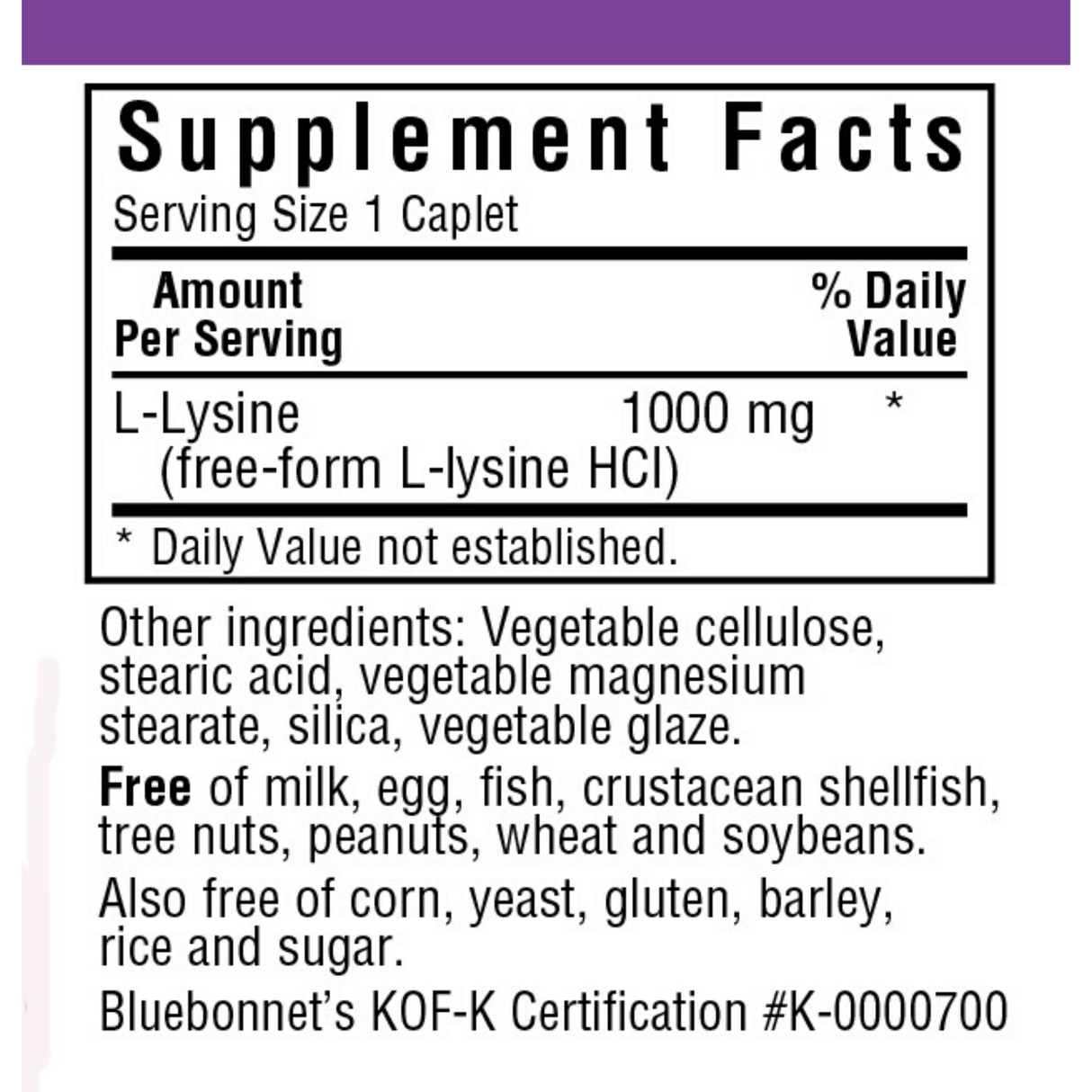 Bluebonnet L-Lysine - 1000 mg - Haz Tu Pedido