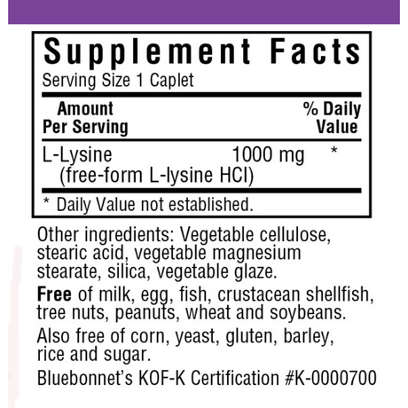 Bluebonnet L-Lysine - 1000 mg - Haz Tu Pedido