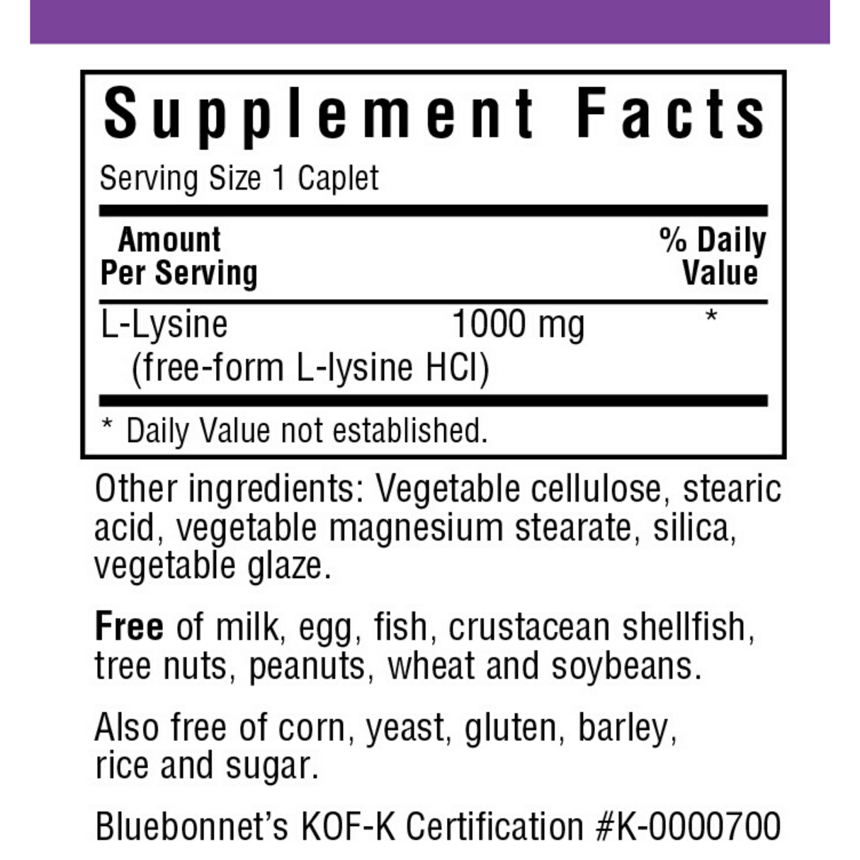 Bluebonnet L-Lysine - 1000 mg - Haz Tu Pedido
