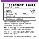 Bluebonnet L-Ornithine - 500 mg - Vegetable Capsules - Haz Tu Pedido