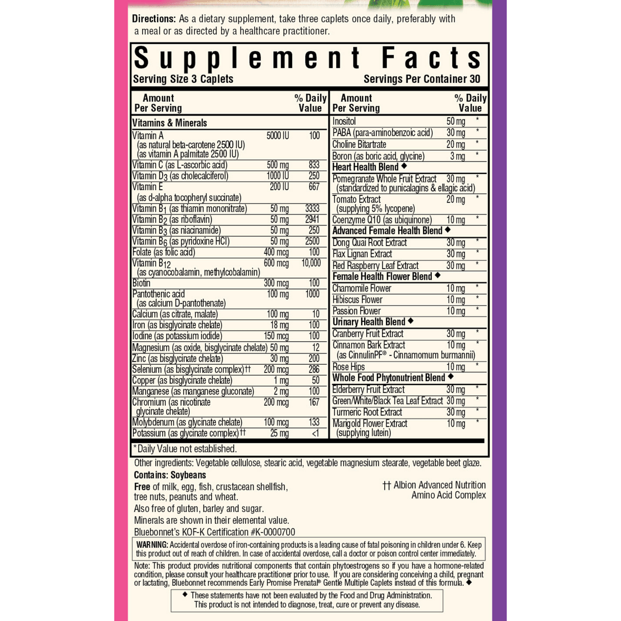 Bluebonnet Ladie's Choice Whole Food Based Multiple Ladies 18-49 - 90 Comprimidos - Haz Tu Pedido