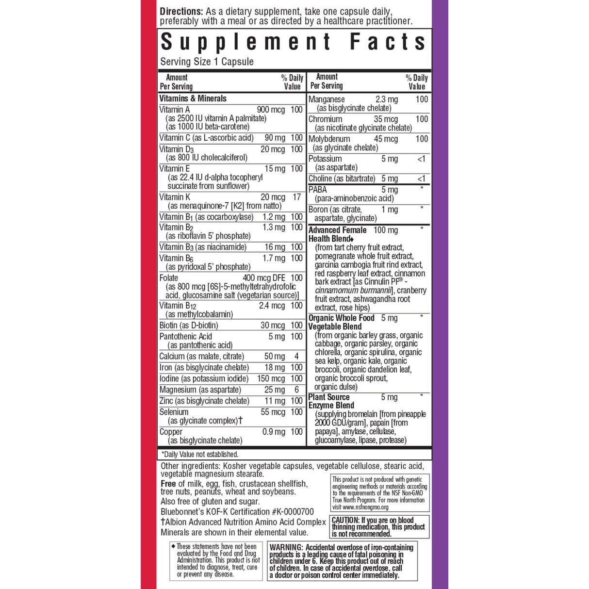 Bluebonnet Ladies ONE Whole-Food Based Multiple - Haz Tu Pedido