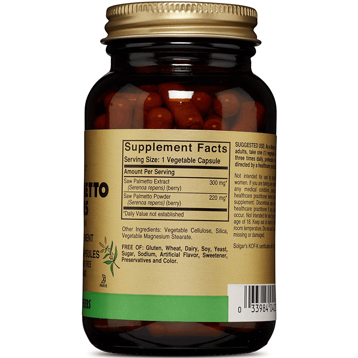 Solgar Saw Palmetto Berries - 100 Cápsulas De Origen Vegetal - Haz Tu Pedido