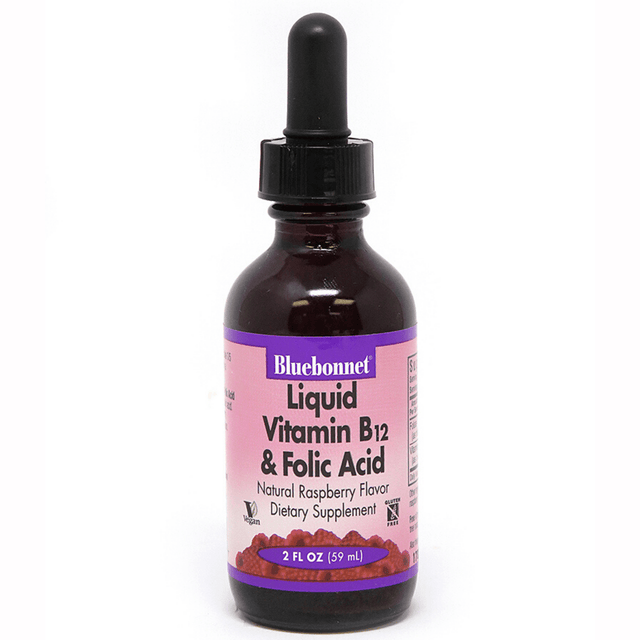 Bluebonnet Liquid Vitamin B12 & Folic Acid - Frambuesa - 59 ml - Haz Tu Pedido