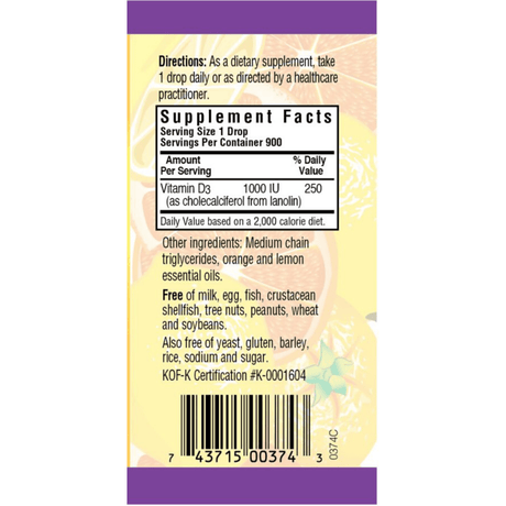 Bluebonnet Liquid Vitamin D3 Drops - 1000 IU - Cítricos - 30 ml - Haz Tu Pedido