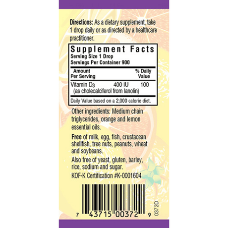Bluebonnet Liquid Vitamin D3 Drops - 400 IU - Cítricos - 30 ml - Haz Tu Pedido
