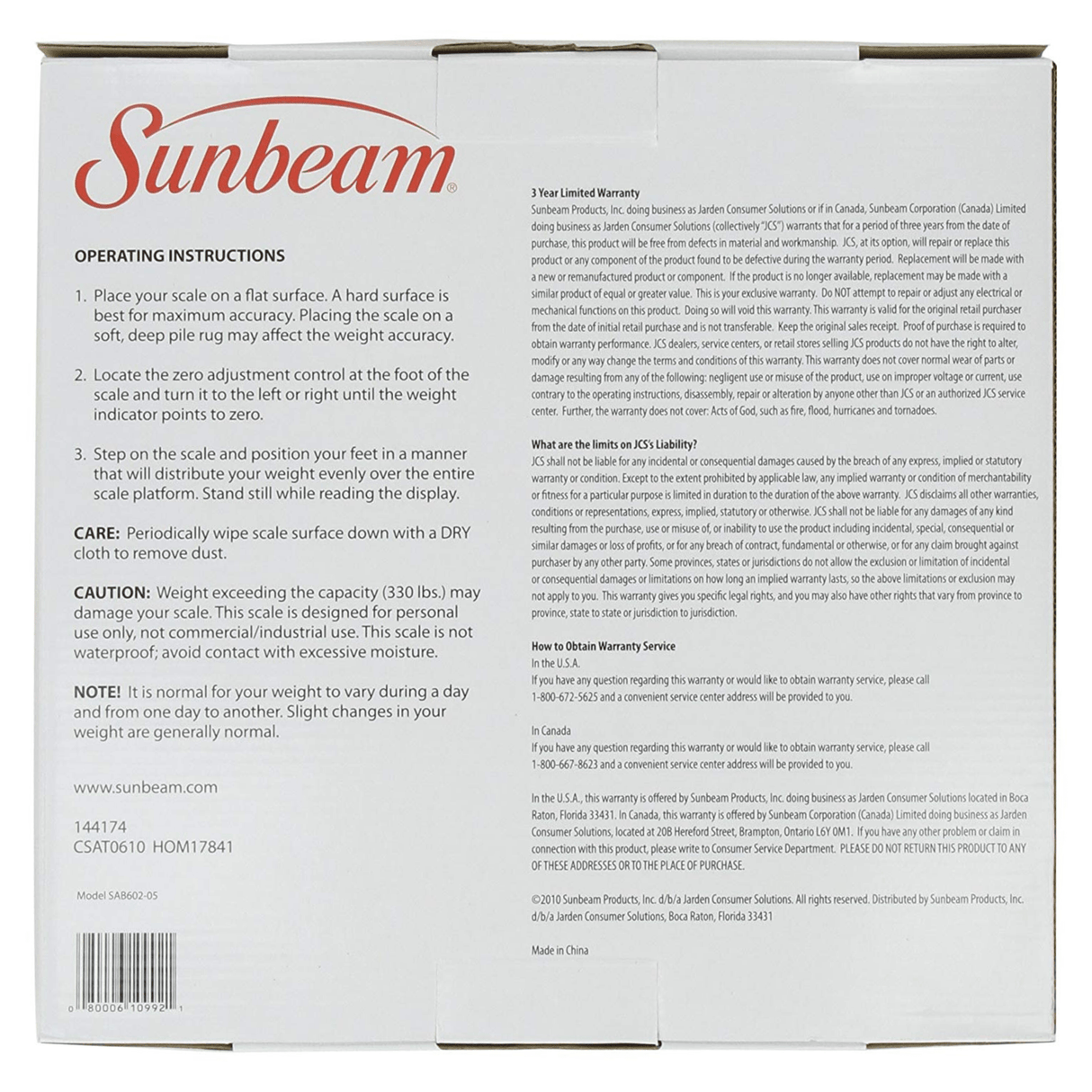 Sunbeam SAB602-05 Bascula Analogica - Haz Tu Pedido