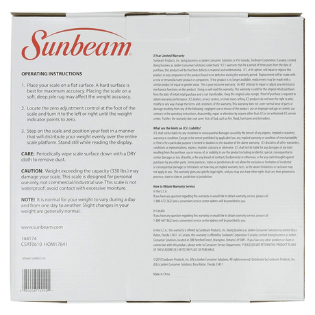 Sunbeam SAB602-05 Bascula Analogica - Haz Tu Pedido