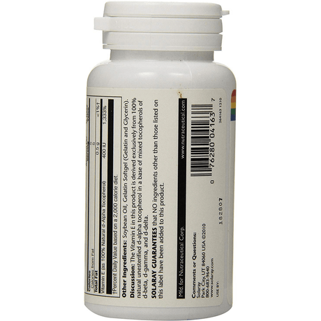 Solaray Vitamin E 400 IU - 100 Cápsulas Blandas - Haz Tu Pedido