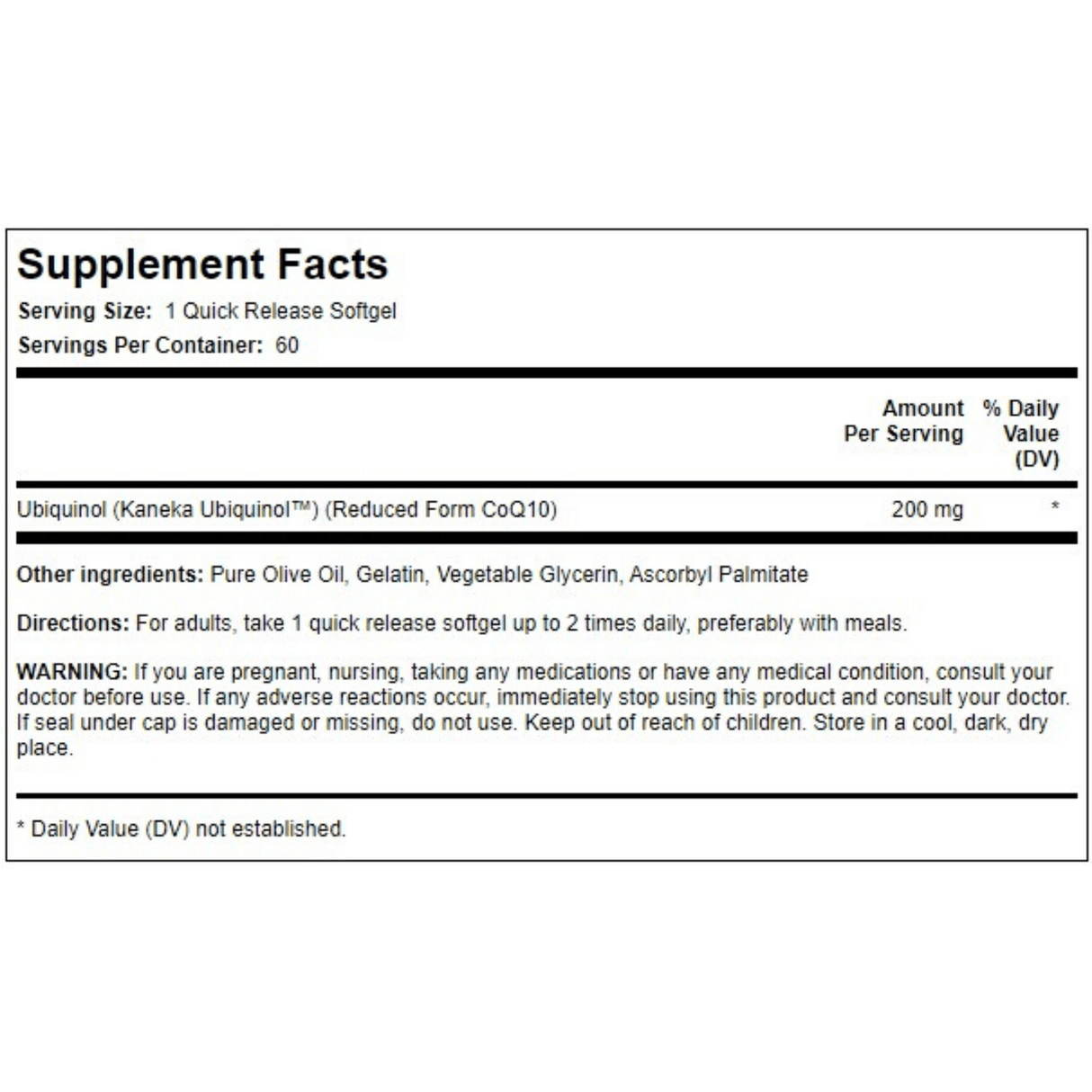 Piping Rock Ubiquinol 200 mg - 60 Cápsulas Blandas de Liberación Rápida - Haz Tu Pedido