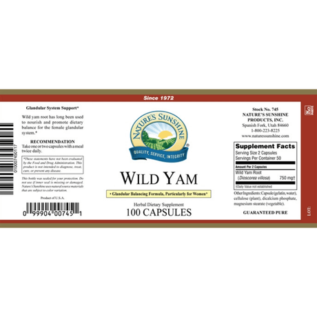 Nature's Sunshine Wild Yam - 100 Cápsulas - Haz Tu Pedido