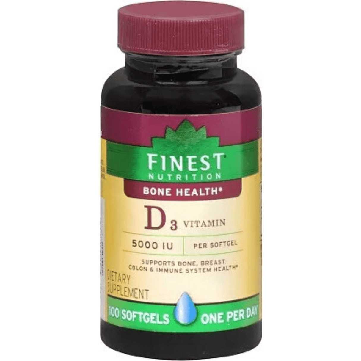 Finest Nutrition D3 Vitamin 5000 IU - 100 Cápsulas Blandas - Haz Tu Pedido