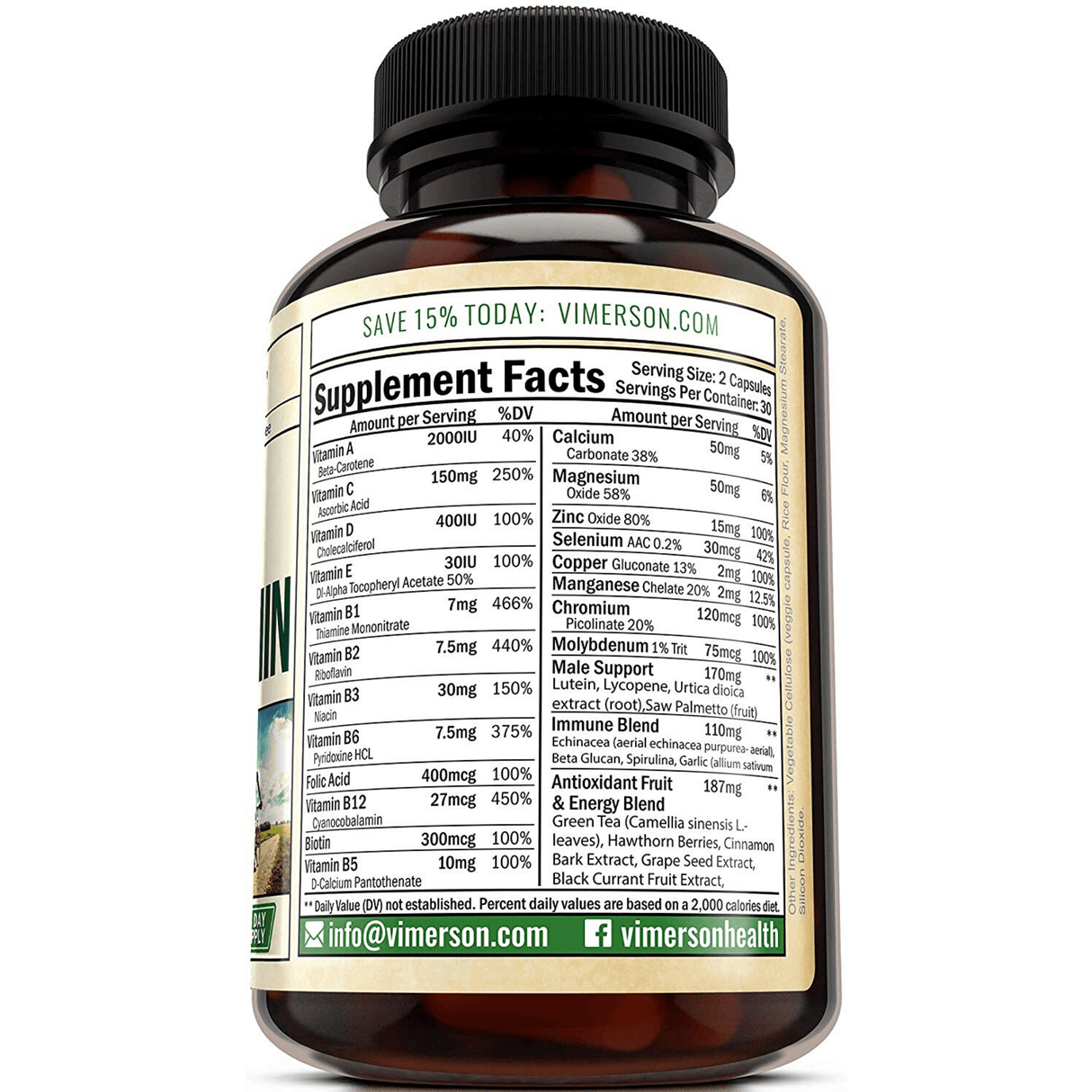 Vimerson Health Men's Multivitamin - 60 Capsulas Naturales - Haz Tu Pedido