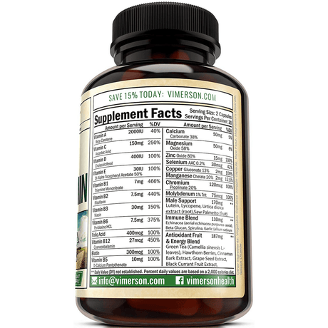 Vimerson Health Men's Multivitamin - 60 Capsulas Naturales - Haz Tu Pedido