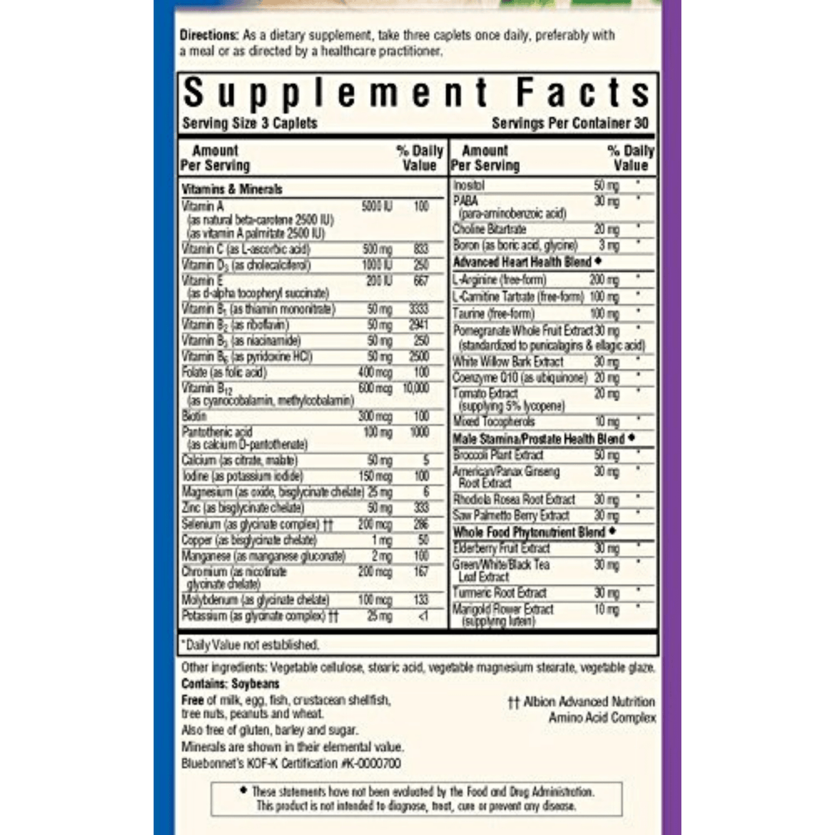 Bluebonnet Men's Choice Whole Food Based Multiple Men 18-49 - 90 Comprimidos - Haz Tu Pedido