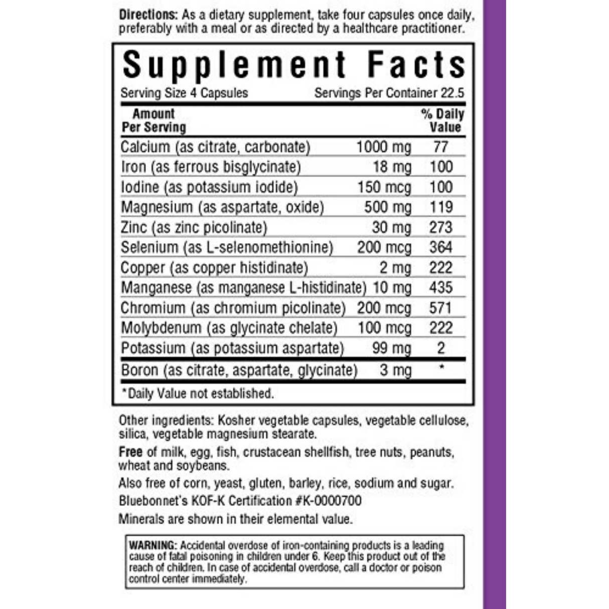 Bluebonnet Multiminerals Plus Boron - Vegetable Capsules - Haz Tu Pedido
