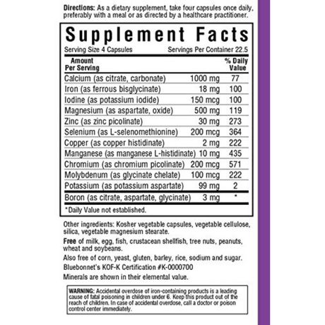 Bluebonnet Multiminerals Plus Boron - Vegetable Capsules - Haz Tu Pedido