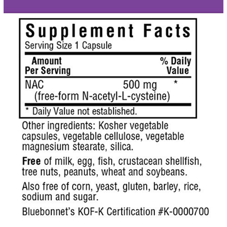 Bluebonnet NAC 500 mg - Vegetable Capsules - Haz Tu Pedido