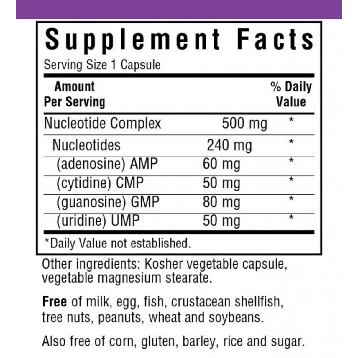 Bluebonnet Nucleotide Complex - 60 Capsulas De Origen Vegetal - Haz Tu Pedido