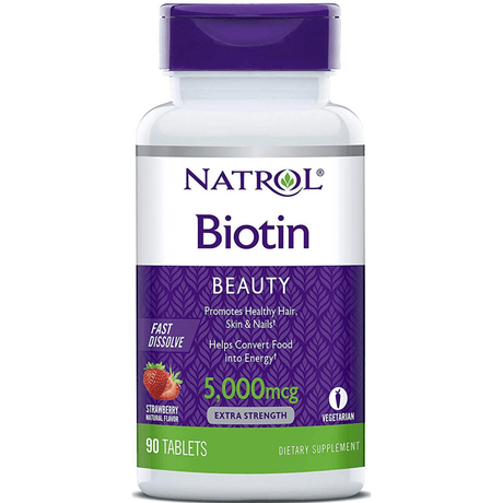 Natrol Biotin Fast Dissolve 5.000 mcg - Strawberry - Tablets - Haz Tu Pedido