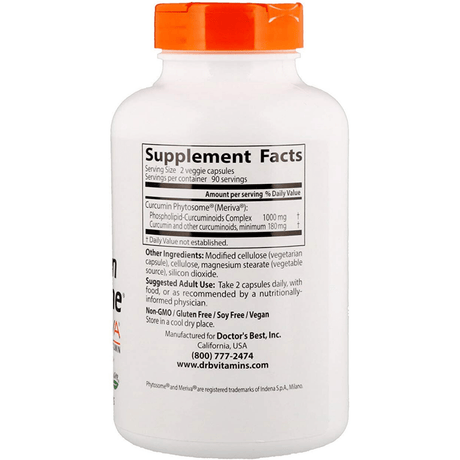 Doctor’s Best Curcumin Phytosome With Meriva - 180 Cápsulas Vegetales - Haz Tu Pedido