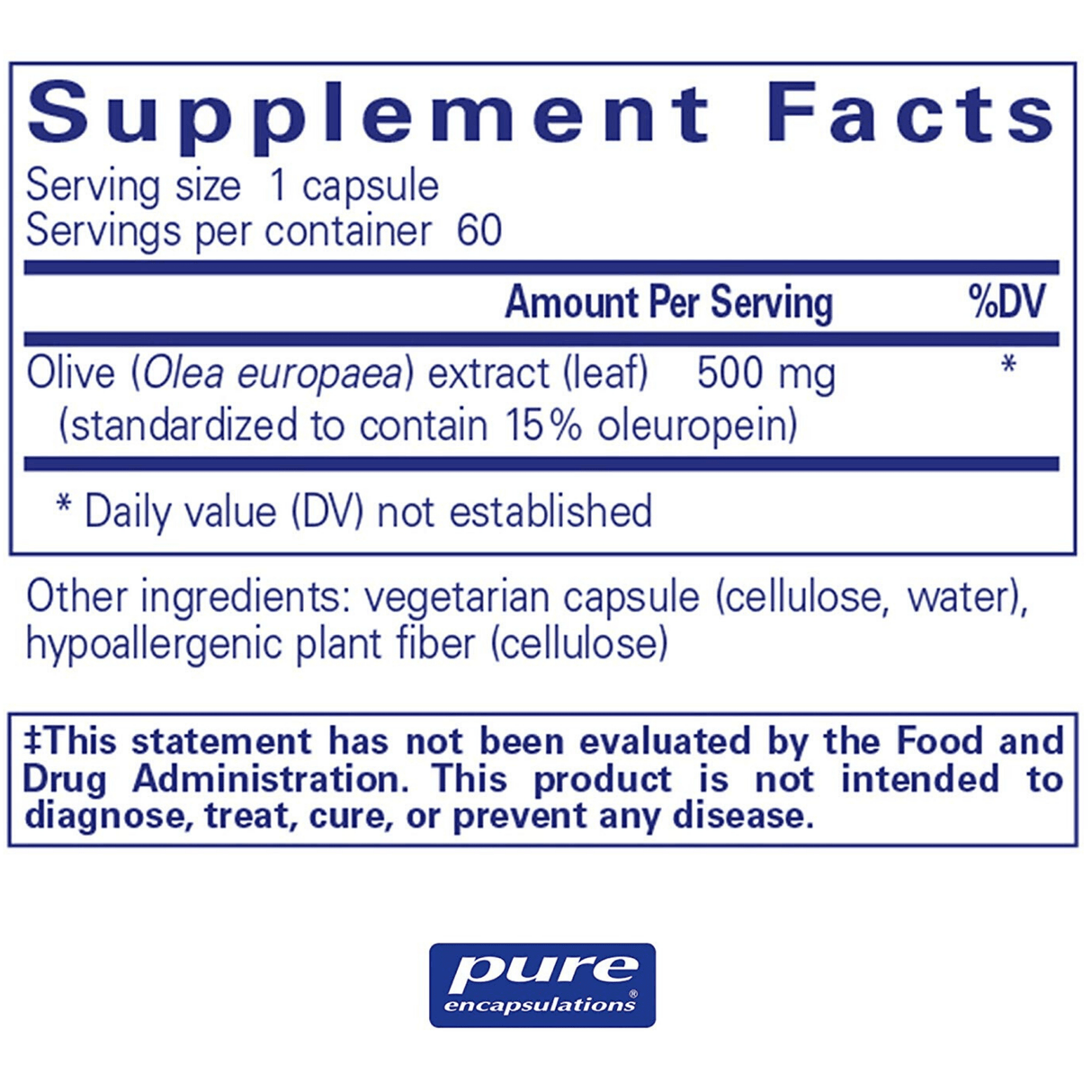 Pure Encapsulations Olive Leaf Extract - Capsules - Haz Tu Pedido