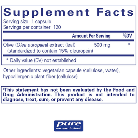 Pure Encapsulations Olive Leaf Extract - Capsules - Haz Tu Pedido
