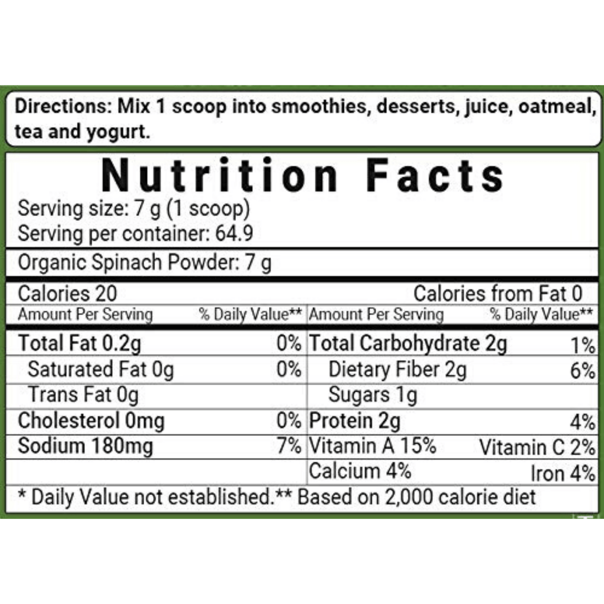 Micro Ingredients Spinach Powder - 1 lb - Haz Tu Pedido