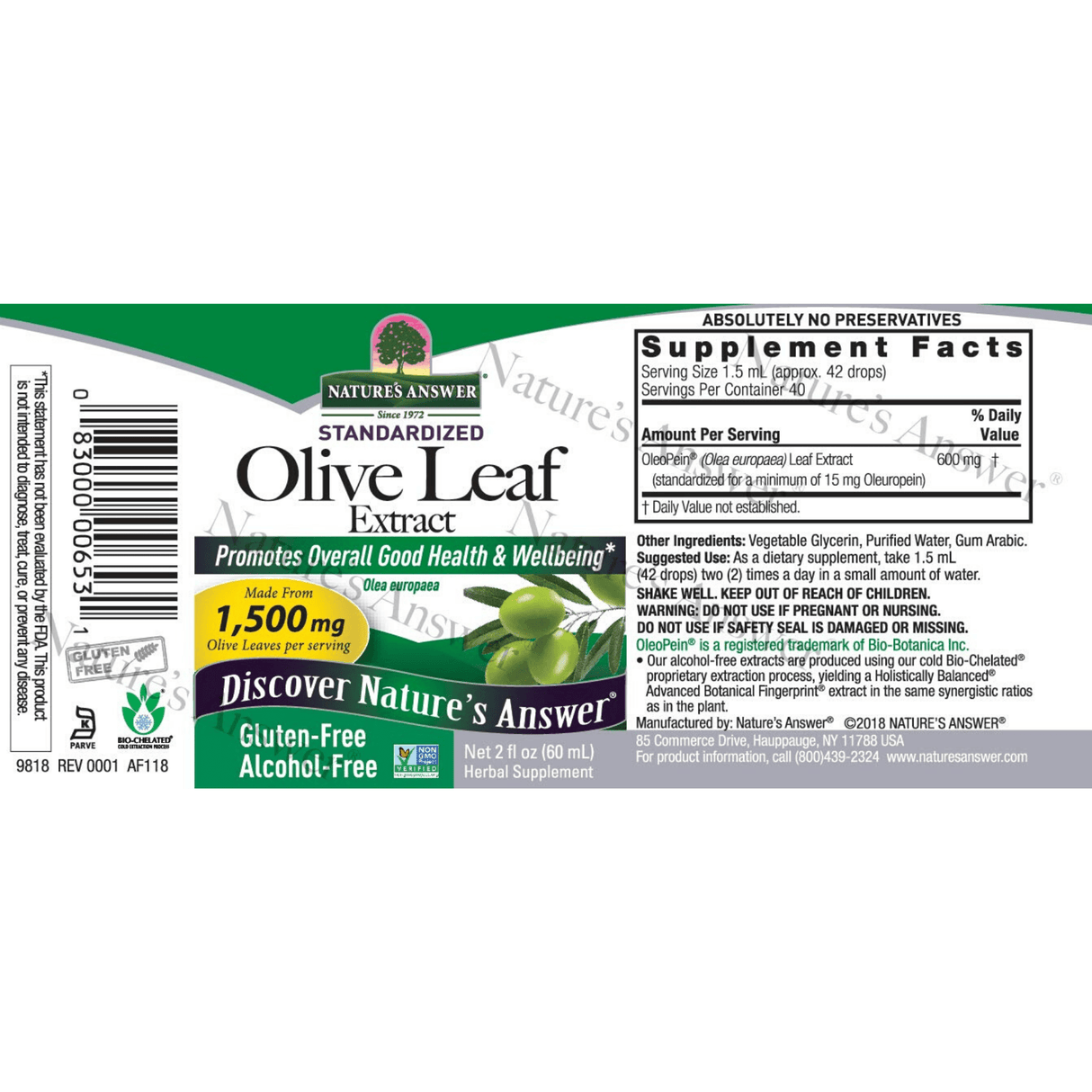 Natures Answer Olive Leaf Extract - 60 ml - Haz Tu Pedido