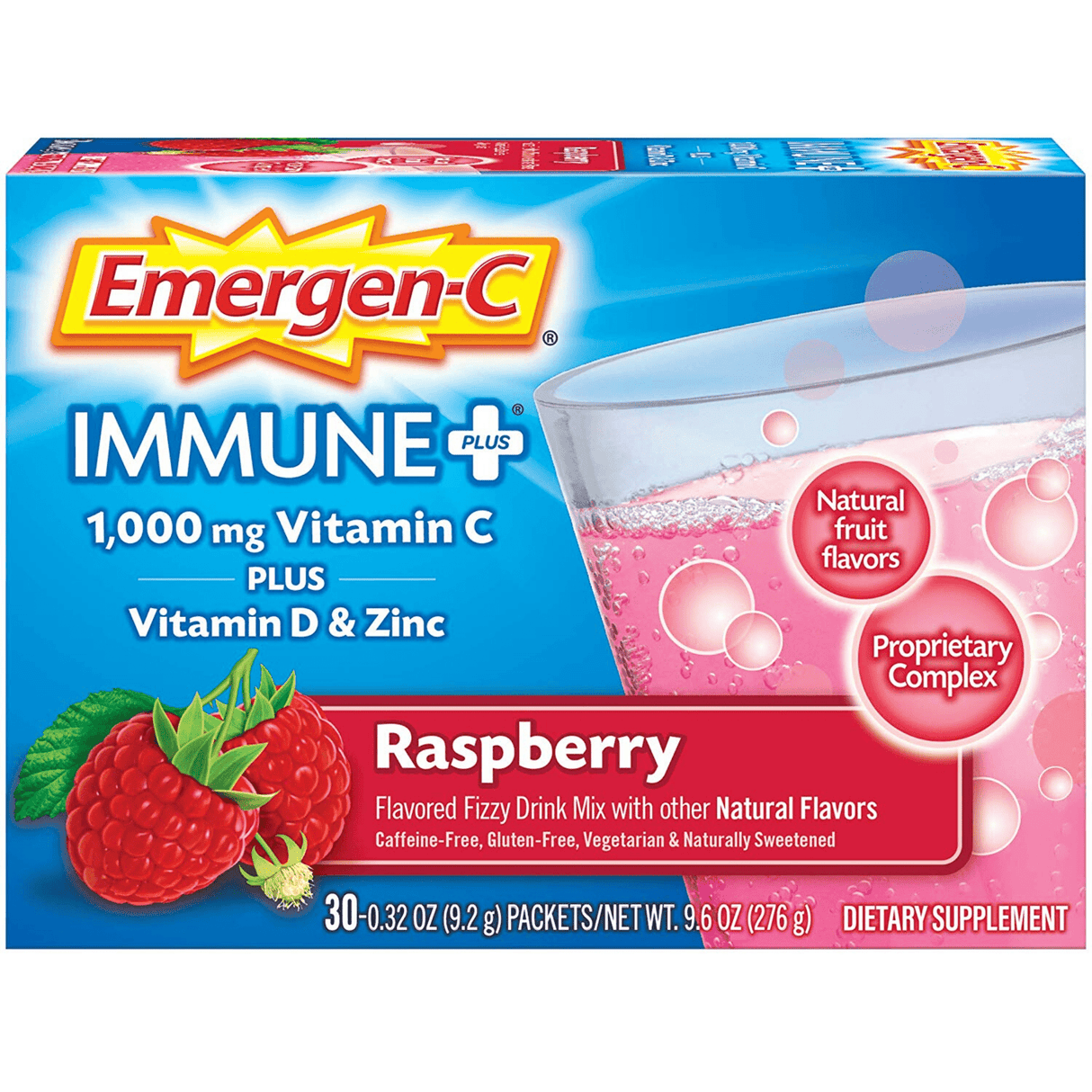 Emergen-C Immune + Plus - Frambuesa - 30 Paquetes - Haz Tu Pedido