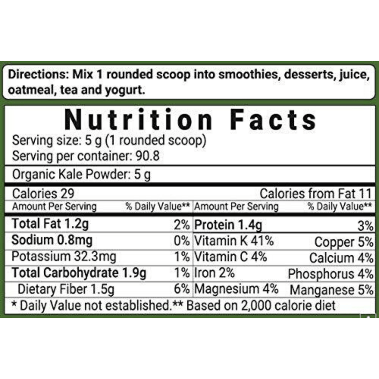Micro Ingredients Organic Kale Powder - 1 lb - Haz Tu Pedido