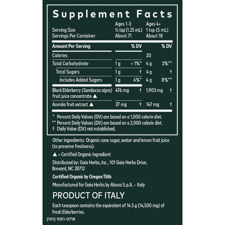 Gaia Herbs Black Elderberry Syrup - 89 ml - Haz Tu Pedido