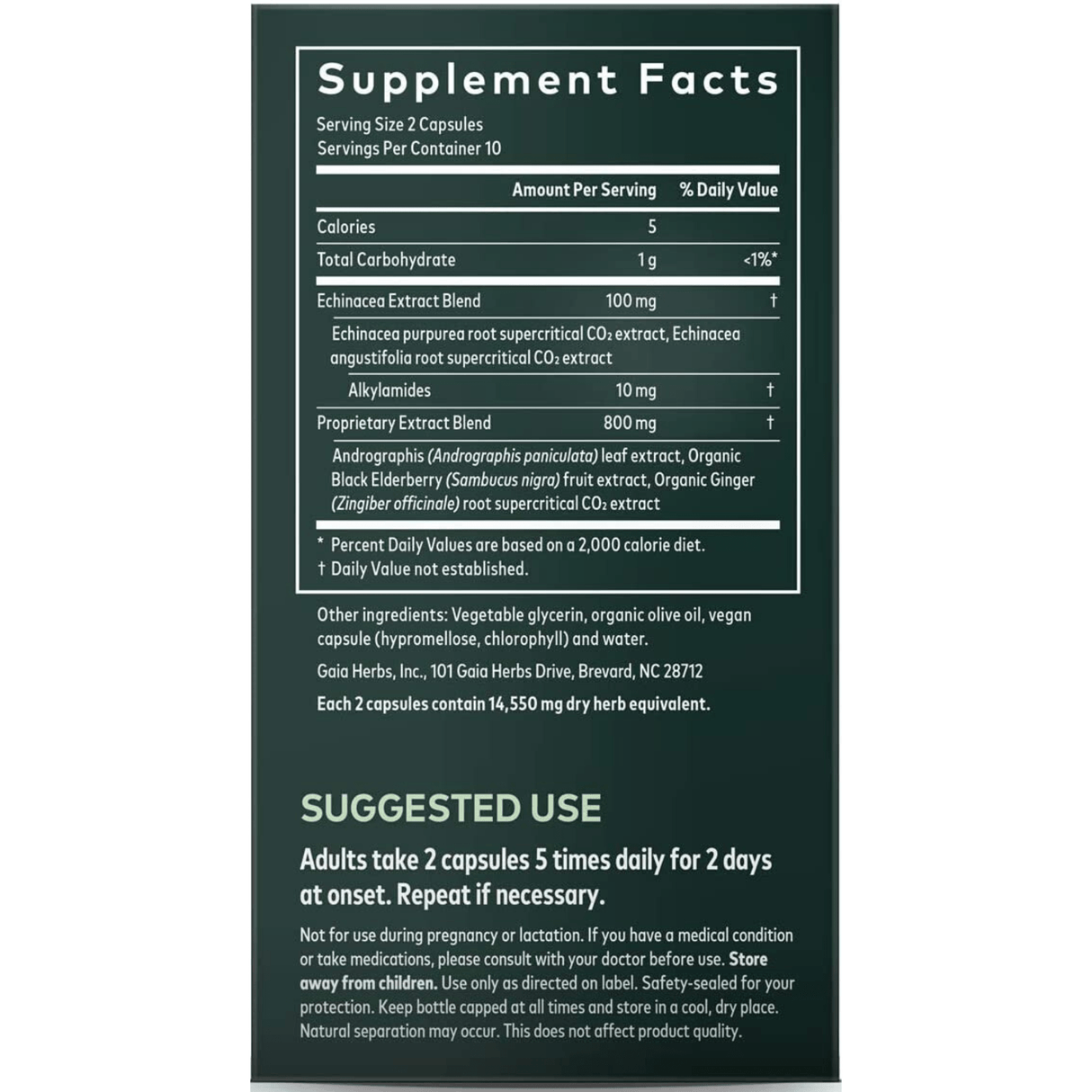 Gaia Herbs Quick Defense with Echinacea and Elderberry - Vegan Liquid PhytoCaps - Haz Tu Pedido
