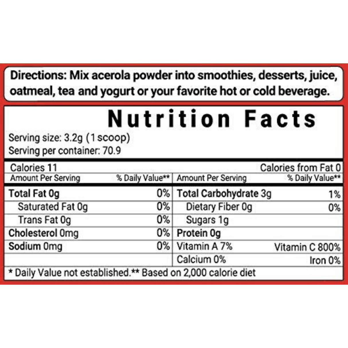 Micro Ingredients Acerola Powder - 227 g - Haz Tu Pedido