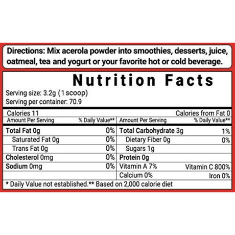 Micro Ingredients Acerola Powder - 227 g - Haz Tu Pedido