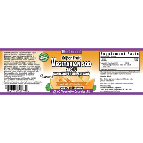 Bluebonnet Cantaloupe Fruit Extract - 60 Cápsulas De Origen Vegetal - Haz Tu Pedido