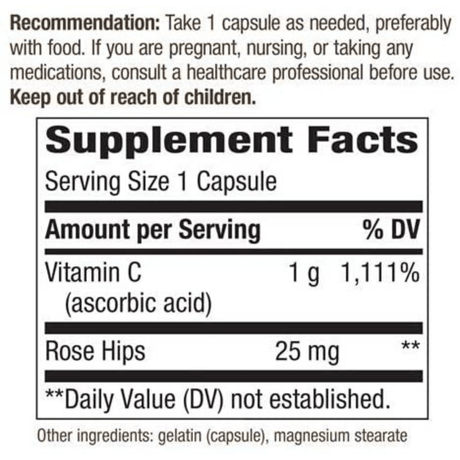 Natures Way Vitamin C with Rose Hips - 100 Cápsulas - Haz Tu Pedido