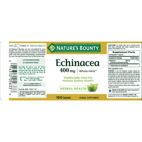 Nature's Bounty Echinacea 400 mg - 100 Cápsulas - Haz Tu Pedido