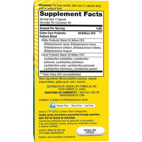 Renew Life Ultimate Flora Probiotic  Colon Care - Vegetarian Capsules - Haz Tu Pedido