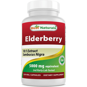 Best Naturals Elderberry 5000mg - 120 Cápsulas De Origen Vegetal - Haz Tu Pedido