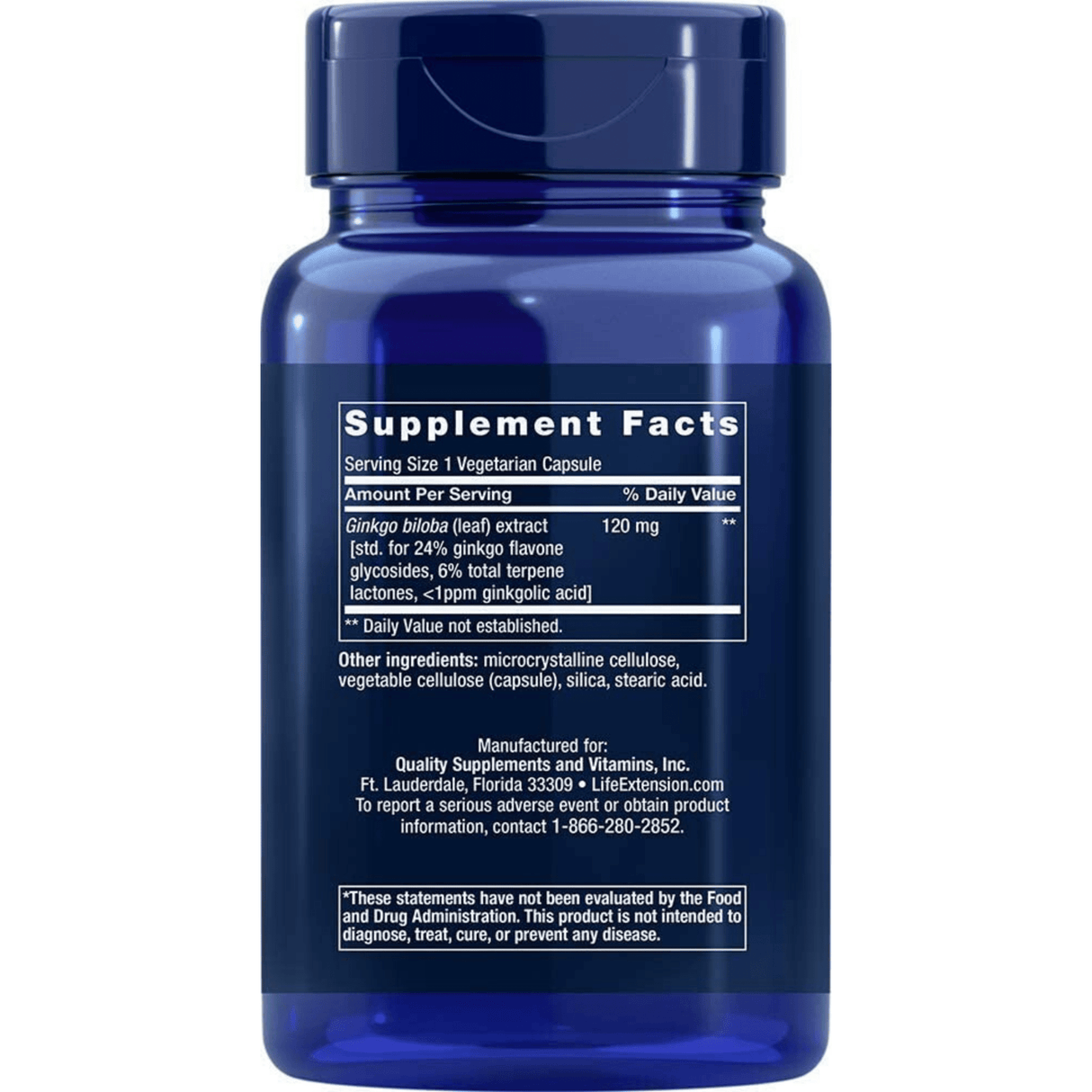 Life Extension Ginkgo Biloba Certified Extract - 365 Cápsulas Vegetarianas - Haz Tu Pedido