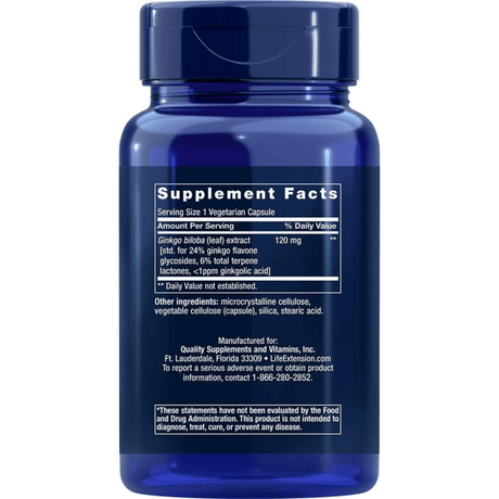 Life Extension Ginkgo Biloba Certified Extract - 365 Cápsulas Vegetarianas - Haz Tu Pedido