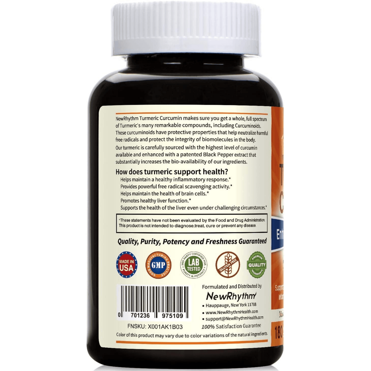 NewRhythm Turmeric Curcumin Enhanced Bioavailability - 180 Cápsulas Vegetarianas - Haz Tu Pedido