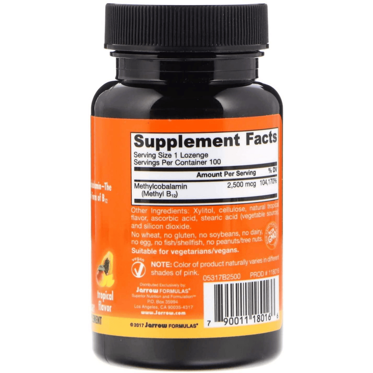 Jarrow Formulas Methyl B-12 2500 mcg - Tropical - 100 Pastillas Masticables - Haz Tu Pedido