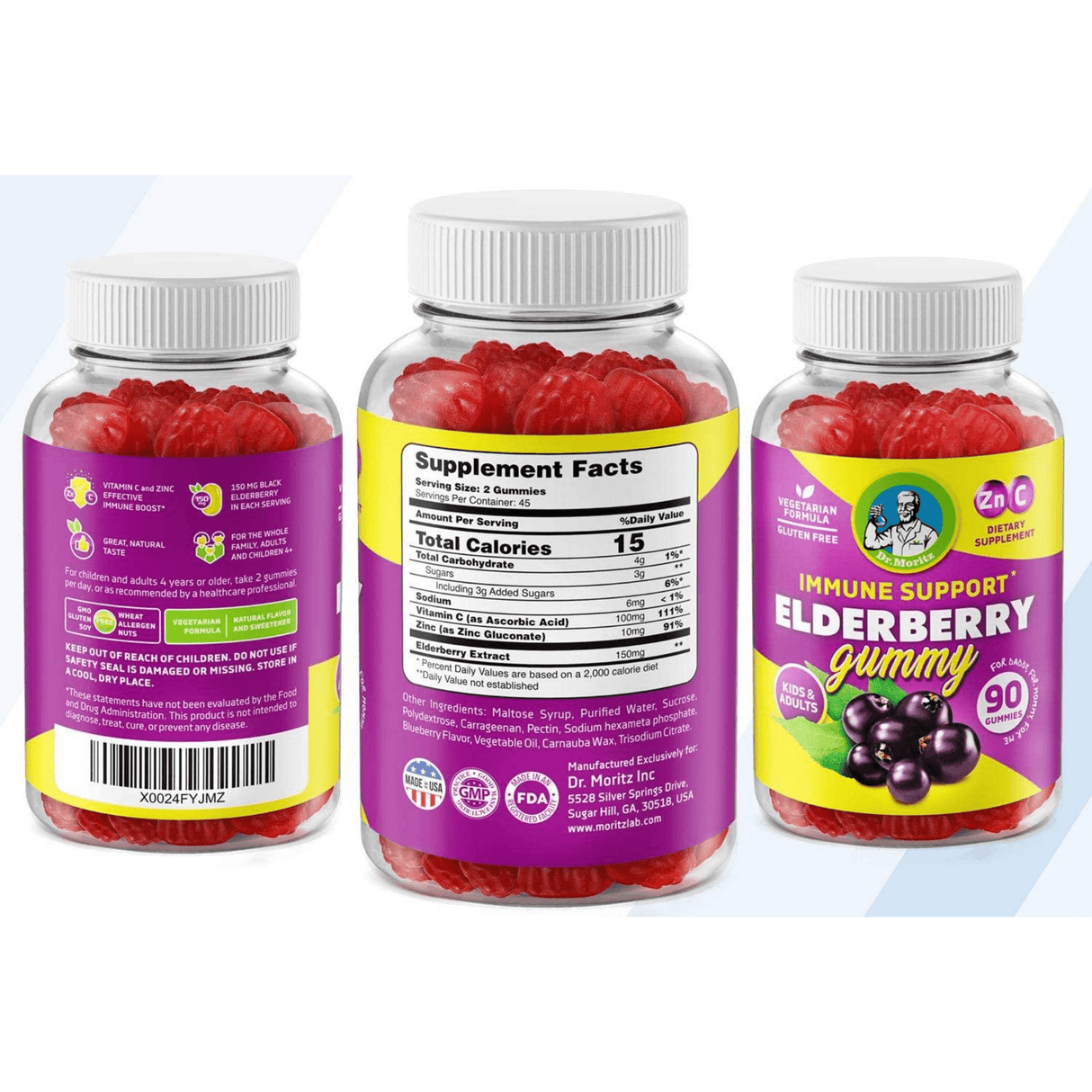 Dr. Moritz Immune Support Elderberry Gummies - 90 Gomitas - Haz Tu Pedido