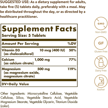 Solgar Calcium Magnesium with Vitamin D3 - 150 Tablets - Haz Tu Pedido