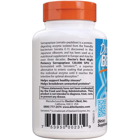 Doctor’s Best High Potency Serrapeptase 120,000 SPU - Veggie Capsules - Haz Tu Pedido