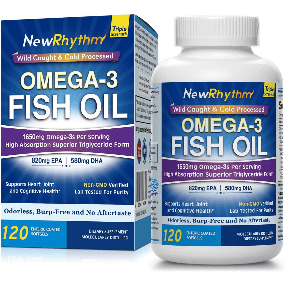 NewRhythm Omega-3 Fish Oil - 120 Cápsulas Blandas - Haz Tu Pedido