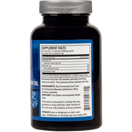 Green Pasture BLUE ICE Fermented Cod Liver Oil - 120 Cápsulas - Haz Tu Pedido
