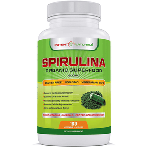 Potent Naturals Espirulina - 180 Cápsulas De Origen Vegetal - Haz Tu Pedido